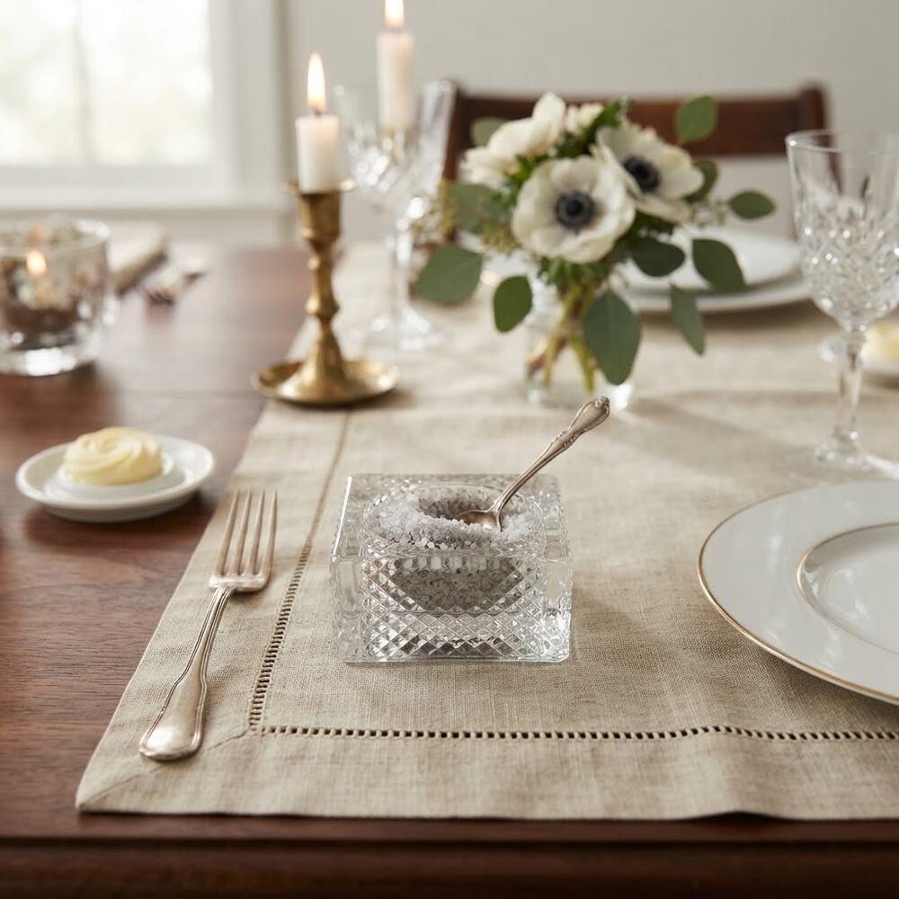 Vintage Square Pressed Glass Open Salt Cellar Cut Pattern Table Accent